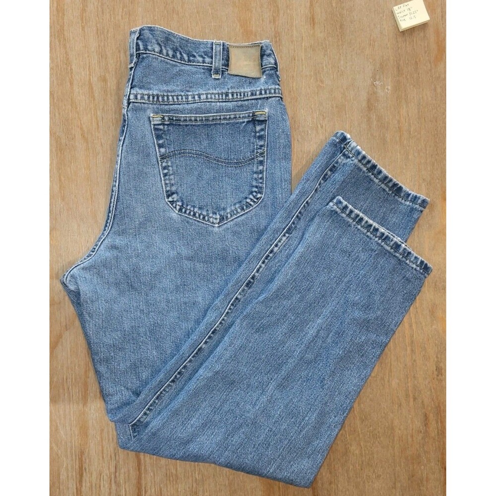 VTG 90s Lee Jeans Men 36x31 205-5540 Relaxed Blue Denim Made in USA Distressed - Picture 3 of 10